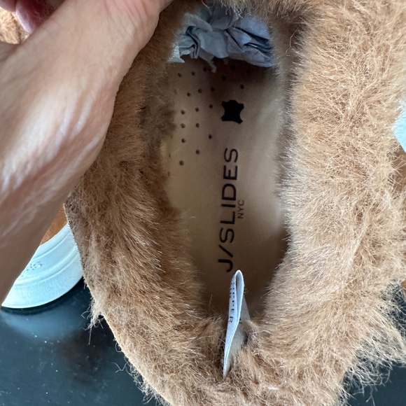 J Slides Platform Pull On Ankle Boots Suede Faux Fur Lining Tan 8M - Picture 4 of 13